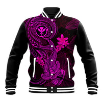 Hawaii Baseball Jacket Hammerhead Shark Tattoo Mix Polynesian Plumeria Pink Version LT14 Unisex Pink - Polynesian Pride
