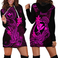 Hawaii Hoodie Dress Hammerhead Shark Tattoo Mix Polynesian Plumeria Pink Version LT14 - Polynesian Pride