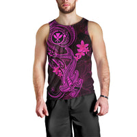 Hawaii Men Tank Top Hammerhead Shark Tattoo Mix Polynesian Plumeria Pink Version LT14 - Polynesian Pride
