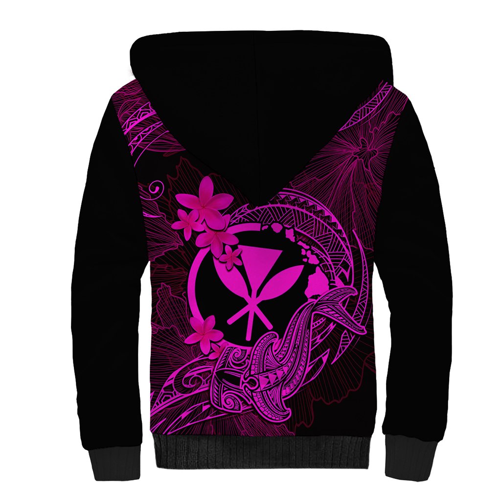 Hawaii Sherpa Hoodie Hammerhead Shark Tattoo Mix Polynesian Plumeria Pink Version LT14 - Polynesian Pride