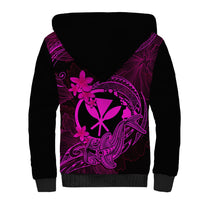 Hawaii Sherpa Hoodie Hammerhead Shark Tattoo Mix Polynesian Plumeria Pink Version LT14 - Polynesian Pride