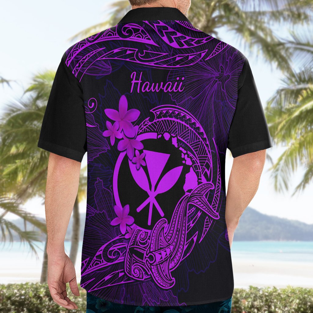 Hawaii Hawaiian Shirt Hammerhead Shark Tattoo Mix Polynesian Plumeria Purple Version LT14 - Polynesian Pride