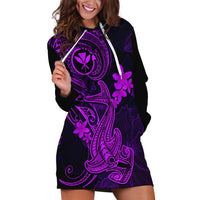Hawaii Hoodie Dress Hammerhead Shark Tattoo Mix Polynesian Plumeria Purple Version LT14 Purple - Polynesian Pride