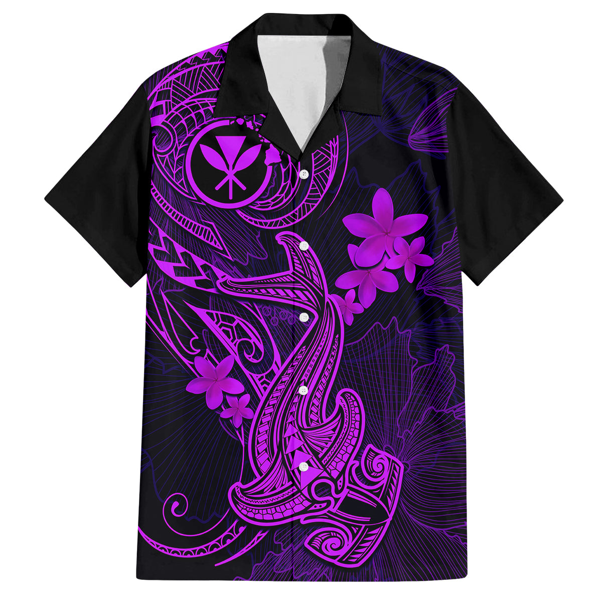 Hawaii Kid Hawaiian Shirt Hammerhead Shark Tattoo Mix Polynesian Plumeria Purple Version LT14 Kid Purple - Polynesian Pride