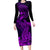 hawaii-long-sleeve-bodycon-dress-hammerhead-shark-tattoo-mix-polynesian-plumeria-purple-version