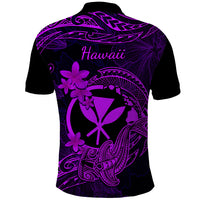 Hawaii Polo Shirt Hammerhead Shark Tattoo Mix Polynesian Plumeria Purple Version LT14 - Polynesian Pride
