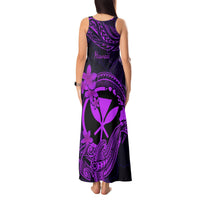 Hawaii Tank Maxi Dress Hammerhead Shark Tattoo Mix Polynesian Plumeria Purple Version LT14 - Polynesian Pride