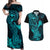 hawaii-couples-matching-off-shoulder-maxi-dress-and-hawaiian-shirt-hammerhead-shark-tattoo-mix-polynesian-plumeria-turquoise-version