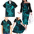 hawaii-family-matching-off-shoulder-long-sleeve-dress-and-hawaiian-shirt-hammerhead-shark-tattoo-mix-polynesian-plumeria-turquoise-version