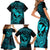 hawaii-family-matching-short-sleeve-bodycon-dress-and-hawaiian-shirt-hammerhead-shark-tattoo-mix-polynesian-plumeria-turquoise-version