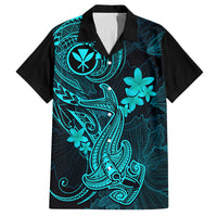 Hawaii Kid Hawaiian Shirt Hammerhead Shark Tattoo Mix Polynesian Plumeria Turquoise Version LT14 Kid Turquoise - Polynesian Pride