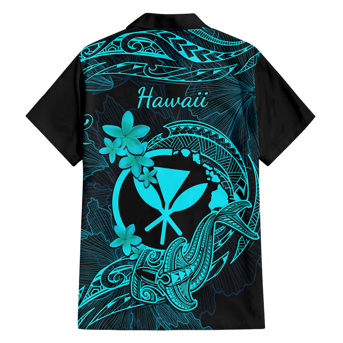 Hawaii Kid Hawaiian Shirt Hammerhead Shark Tattoo Mix Polynesian Plumeria Turquoise Version LT14 - Polynesian Pride