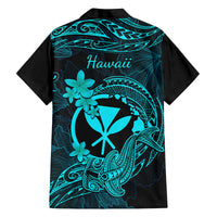 Hawaii Kid Hawaiian Shirt Hammerhead Shark Tattoo Mix Polynesian Plumeria Turquoise Version LT14 - Polynesian Pride