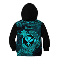 Hawaii Kid Hoodie Hammerhead Shark Tattoo Mix Polynesian Plumeria Turquoise Version LT14 - Polynesian Pride