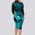 hawaii-long-sleeve-bodycon-dress-hammerhead-shark-tattoo-mix-polynesian-plumeria-turquoise-version