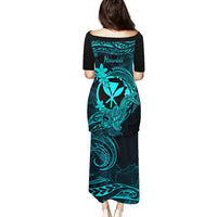 Hawaii Puletasi Hammerhead Shark Tattoo Mix Polynesian Plumeria Turquoise Version LT14 - Polynesian Pride