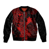 Hawaii Bomber Jacket Hammerhead Shark Tattoo Mix Polynesian Plumeria Red Version LT14 Unisex Red - Polynesian Pride