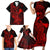 hawaii-family-matching-short-sleeve-bodycon-dress-and-hawaiian-shirt-hammerhead-shark-tattoo-mix-polynesian-plumeria-red-version