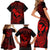 hawaii-family-matching-short-sleeve-bodycon-dress-and-hawaiian-shirt-hammerhead-shark-tattoo-mix-polynesian-plumeria-red-version