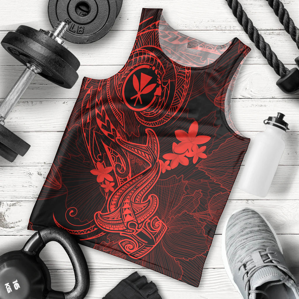 hawaii-men-tank-top-hammerhead-shark-tattoo-mix-polynesian-plumeria-red-version