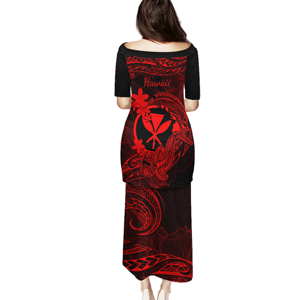 Hawaii Puletasi Hammerhead Shark Tattoo Mix Polynesian Plumeria Red Version LT14 - Polynesian Pride
