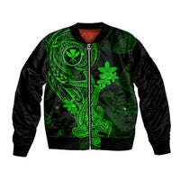Hawaii Bomber Jacket Hammerhead Shark Tattoo Mix Polynesian Plumeria Green Version LT14 Unisex Green - Polynesian Pride