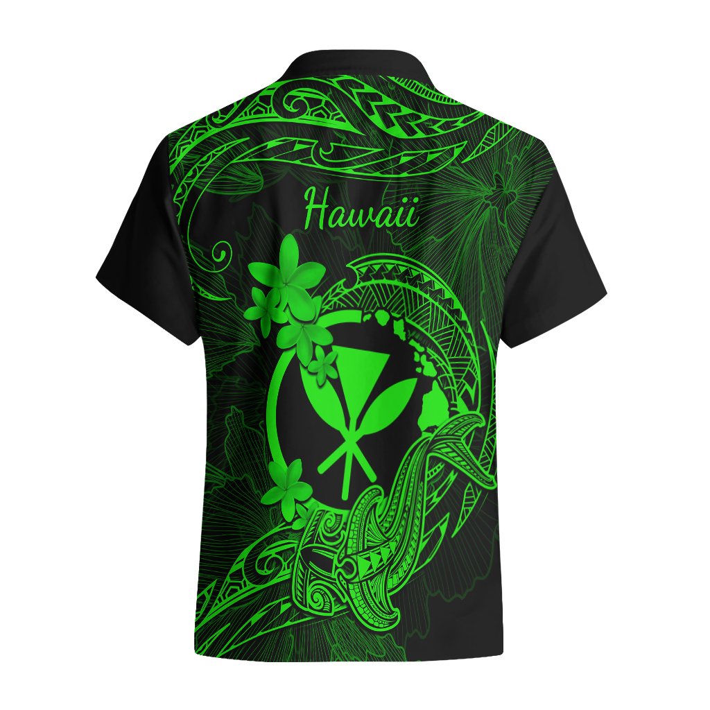 Hawaii Hawaiian Shirt Hammerhead Shark Tattoo Mix Polynesian Plumeria Green Version LT14 - Polynesian Pride