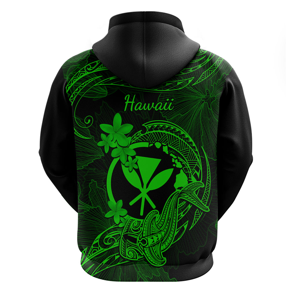 Hawaii Hoodie Hammerhead Shark Tattoo Mix Polynesian Plumeria Green Version LT14 - Polynesian Pride