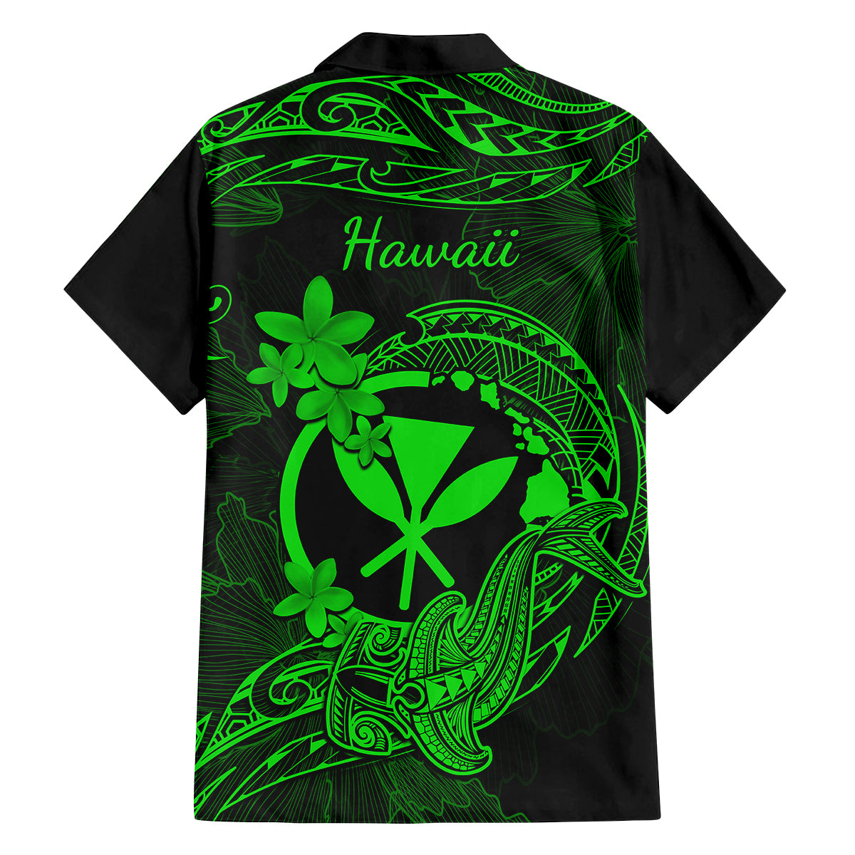 Hawaii Kid Hawaiian Shirt Hammerhead Shark Tattoo Mix Polynesian Plumeria Green Version LT14 - Polynesian Pride