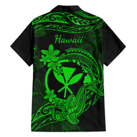 Hawaii Kid Hawaiian Shirt Hammerhead Shark Tattoo Mix Polynesian Plumeria Green Version LT14 - Polynesian Pride