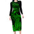 hawaii-long-sleeve-bodycon-dress-hammerhead-shark-tattoo-mix-polynesian-plumeria-green-version