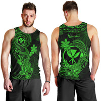 Hawaii Men Tank Top Hammerhead Shark Tattoo Mix Polynesian Plumeria Green Version LT14 - Polynesian Pride