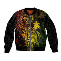 Hawaii Bomber Jacket Turtle Mix Polynesian Plumeria Reggae Version LT14 Unisex Reggae - Polynesian Pride