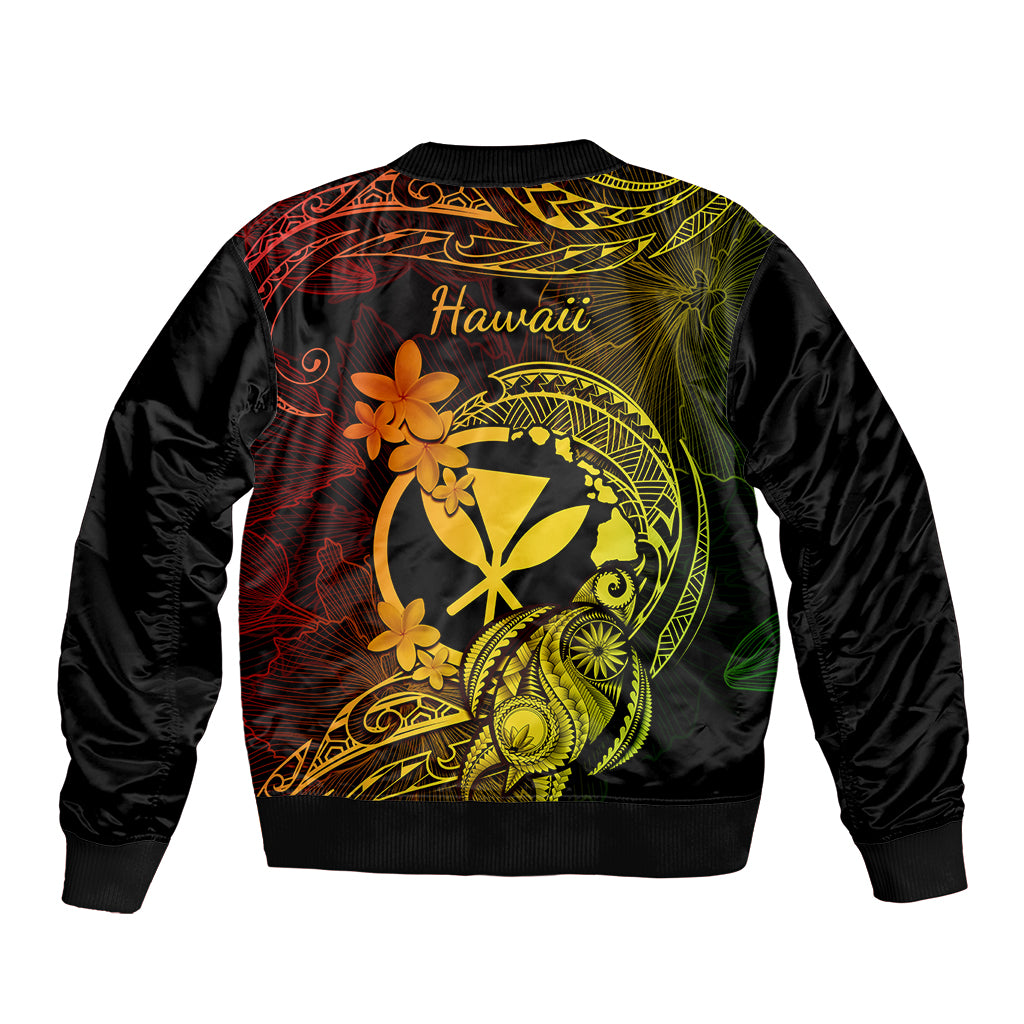 Hawaii Bomber Jacket Turtle Mix Polynesian Plumeria Reggae Version LT14 - Polynesian Pride