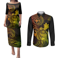 Hawaii Couples Matching Puletasi Dress and Long Sleeve Button Shirts Turtle Mix Polynesian Plumeria Reggae Version LT14 Reggae - Polynesian Pride