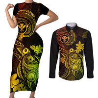 Hawaii Couples Matching Short Sleeve Bodycon Dress and Long Sleeve Button Shirts Turtle Mix Polynesian Plumeria Reggae Version LT14 Reggae - Polynesian Pride