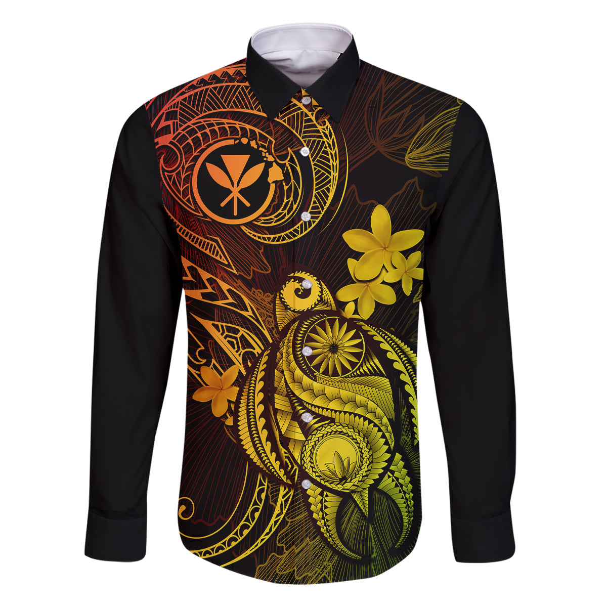 Hawaii Family Matching Long Sleeve Bodycon Dress and Hawaiian Shirt Turtle Mix Polynesian Plumeria Reggae Version LT14 Dad's Shirt - Long Sleeve Reggae - Polynesian Pride