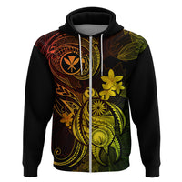 Hawaii Hoodie Turtle Mix Polynesian Plumeria Reggae Version LT14 Zip Hoodie Reggae - Polynesian Pride