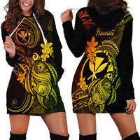 Hawaii Hoodie Dress Turtle Mix Polynesian Plumeria Reggae Version LT14 - Polynesian Pride