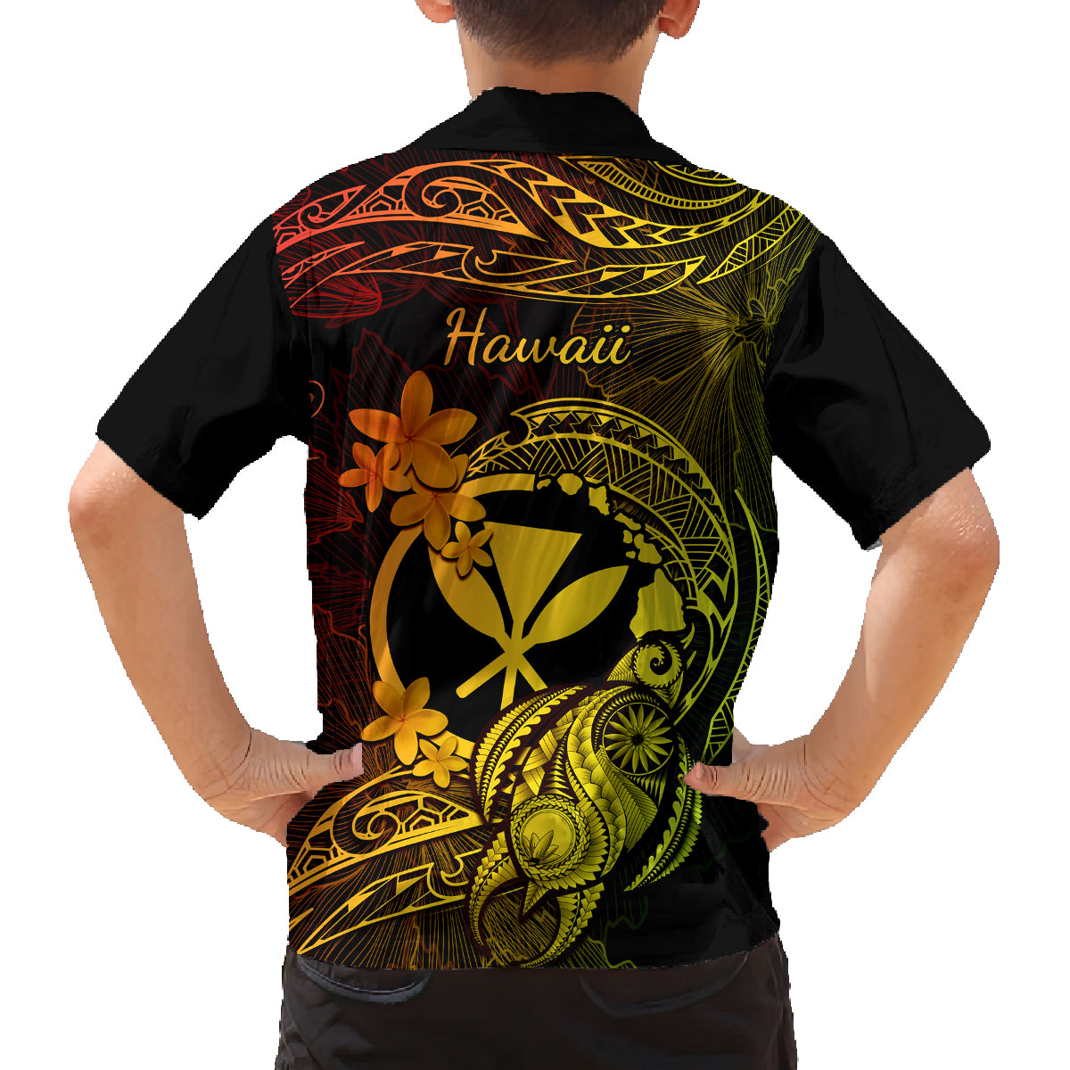 Hawaii Kid Hawaiian Shirt Turtle Mix Polynesian Plumeria Reggae Version LT14 - Polynesian Pride