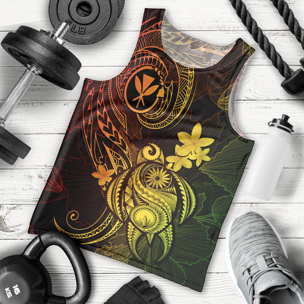 Hawaii Men Tank Top Turtle Mix Polynesian Plumeria Reggae Version LT14 Reggae - Polynesian Pride