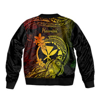 Hawaii Sleeve Zip Bomber Jacket Turtle Mix Polynesian Plumeria Reggae Version LT14 - Polynesian Pride