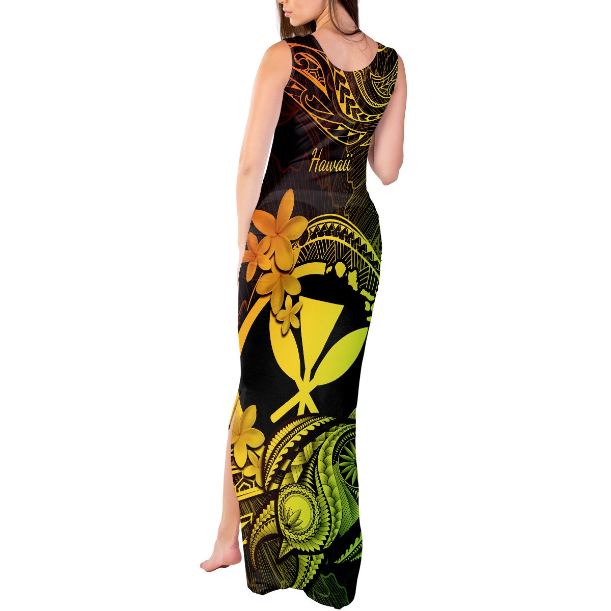 Hawaii Tank Maxi Dress Turtle Mix Polynesian Plumeria Reggae Version LT14 - Polynesian Pride
