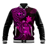 Hawaii Baseball Jacket Turtle Mix Polynesian Plumeria Pink Version LT14 Unisex Pink - Polynesian Pride