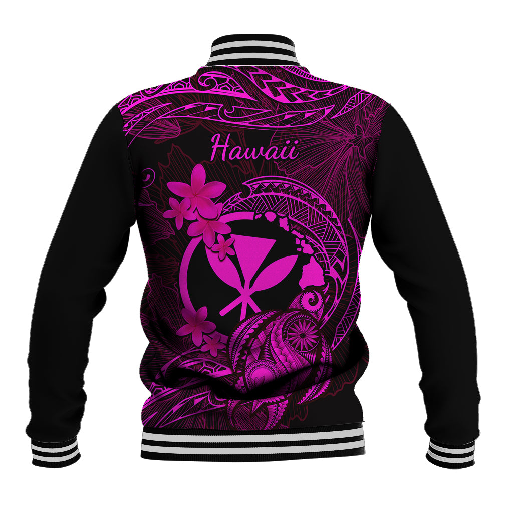 Hawaii Baseball Jacket Turtle Mix Polynesian Plumeria Pink Version LT14 - Polynesian Pride