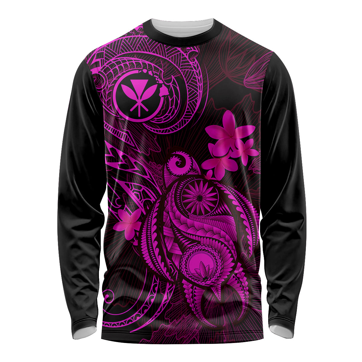 Hawaii Long Sleeve Shirt Turtle Mix Polynesian Plumeria Pink Version LT14 Unisex Pink - Polynesian Pride