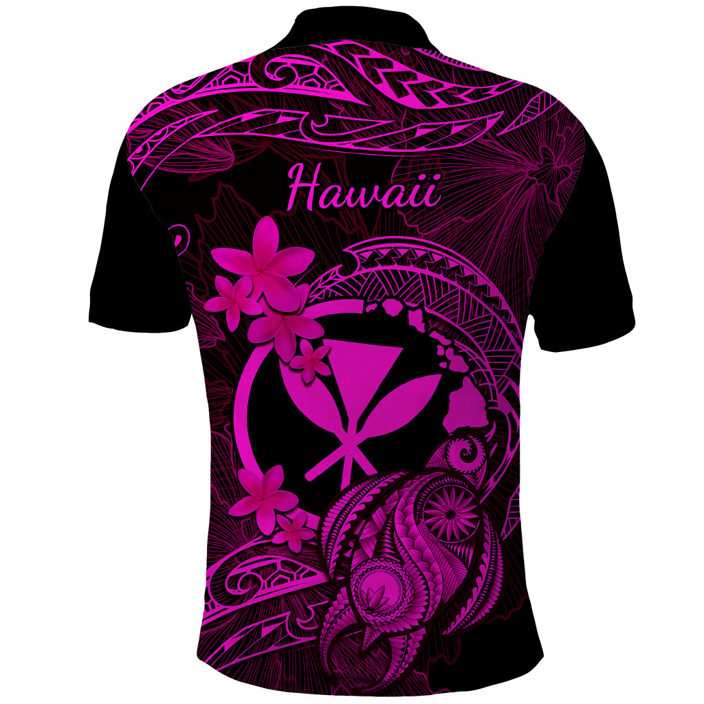Hawaii Polo Shirt Turtle Mix Polynesian Plumeria Pink Version LT14 - Polynesian Pride