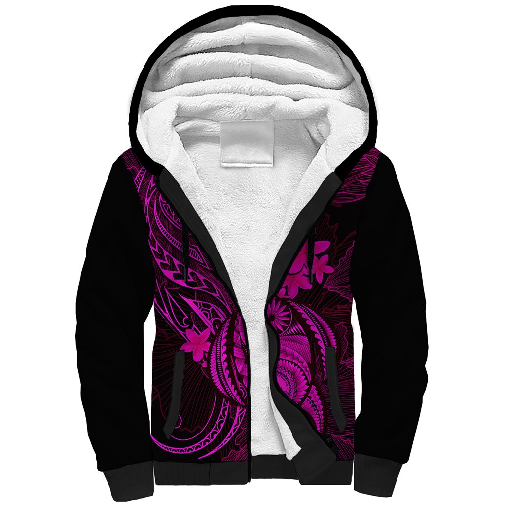 Hawaii Sherpa Hoodie Turtle Mix Polynesian Plumeria Pink Version LT14 Unisex Pink - Polynesian Pride