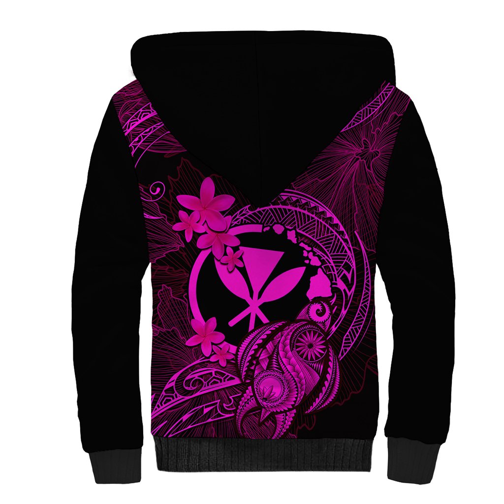 Hawaii Sherpa Hoodie Turtle Mix Polynesian Plumeria Pink Version LT14 - Polynesian Pride
