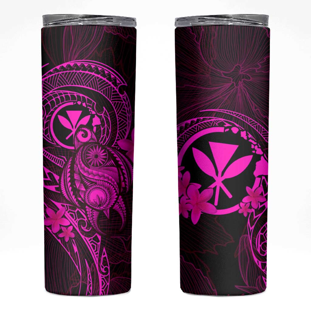 Hawaii Skinny Tumbler Turtle Mix Polynesian Plumeria Pink Version